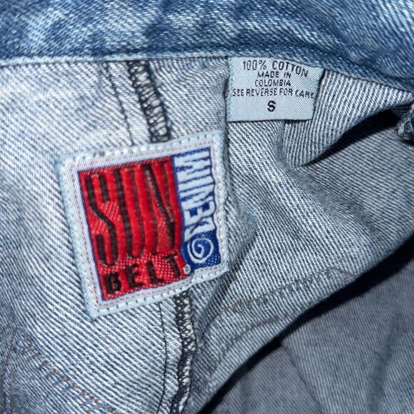 Vintage Denim Patchwork Oversized Chore Jacket Barn Jacket Size Small - Picture 14 of 14